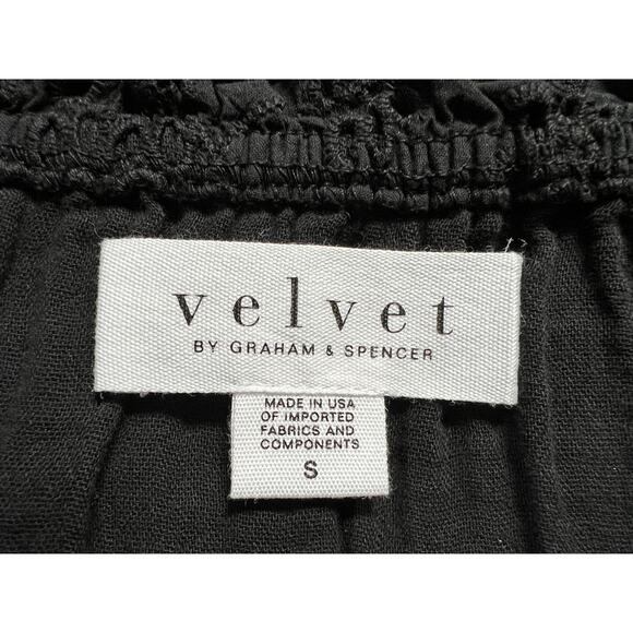 VELVET GRAHAM SPENCER WMNS SMALL GRACE COTTON RUFFLE SLEEVE MINI DRESS BLK NEW - Picture 4 of 14